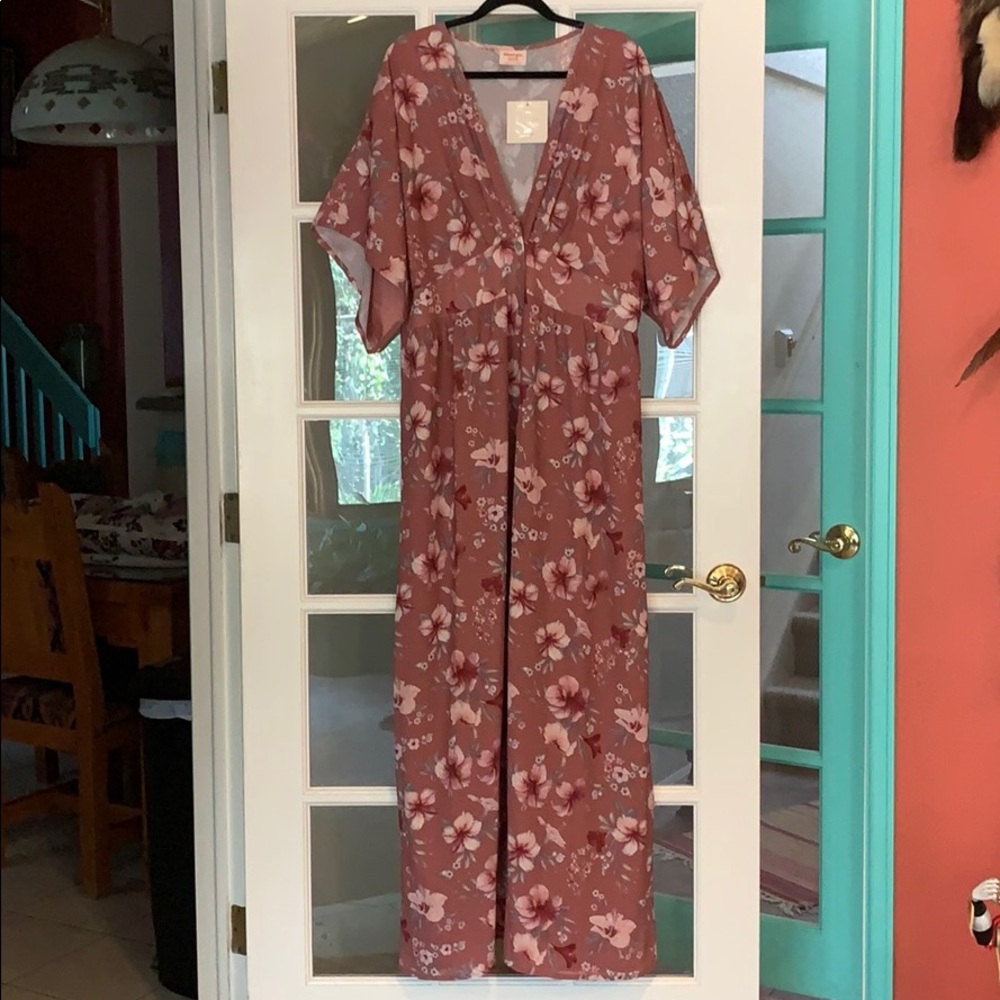 Showpo Floral Maxi Dress in Pink and White